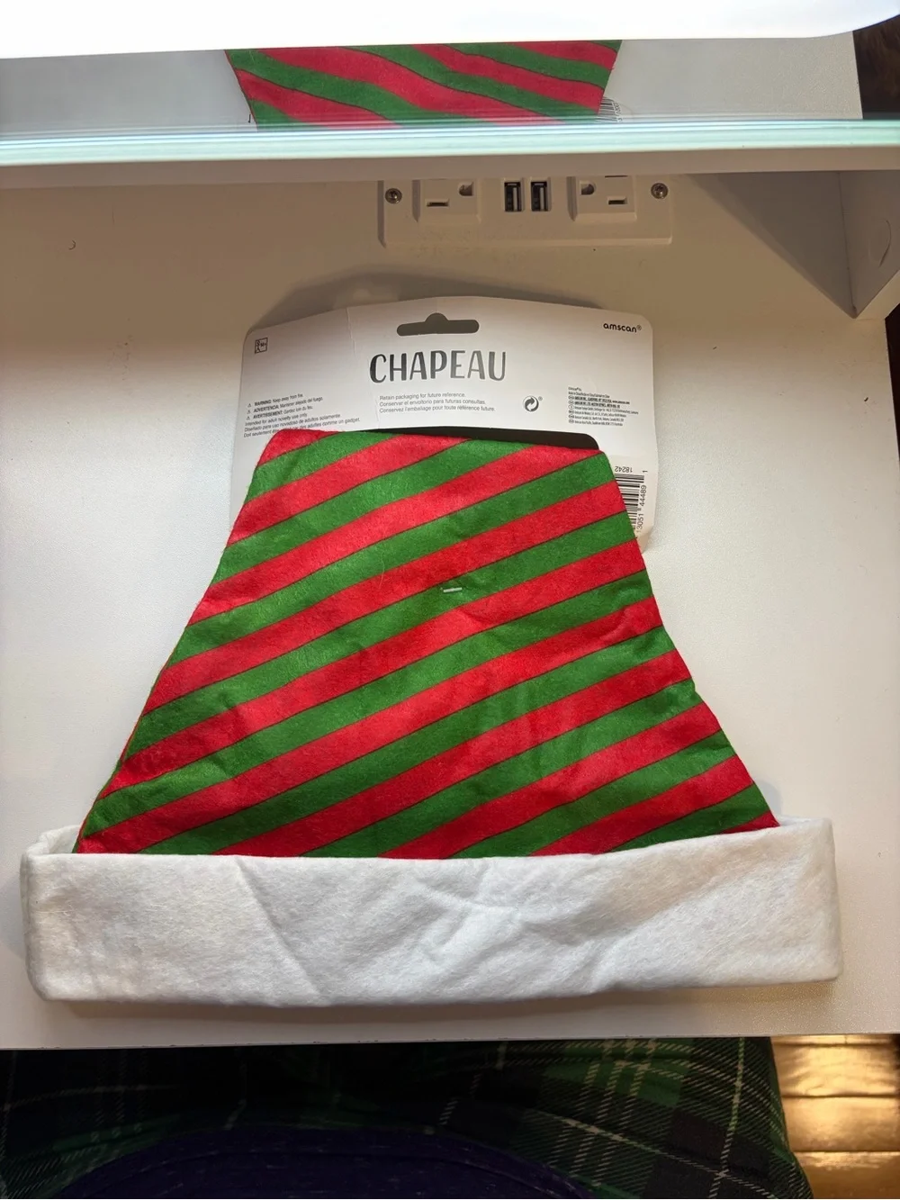 Amscan Santa's Helper Hat - Red & Green Stripe